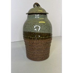 CDF Pottery Signed Urn/Pot with Lid Perfect Decorative Piece Shades Brown Green